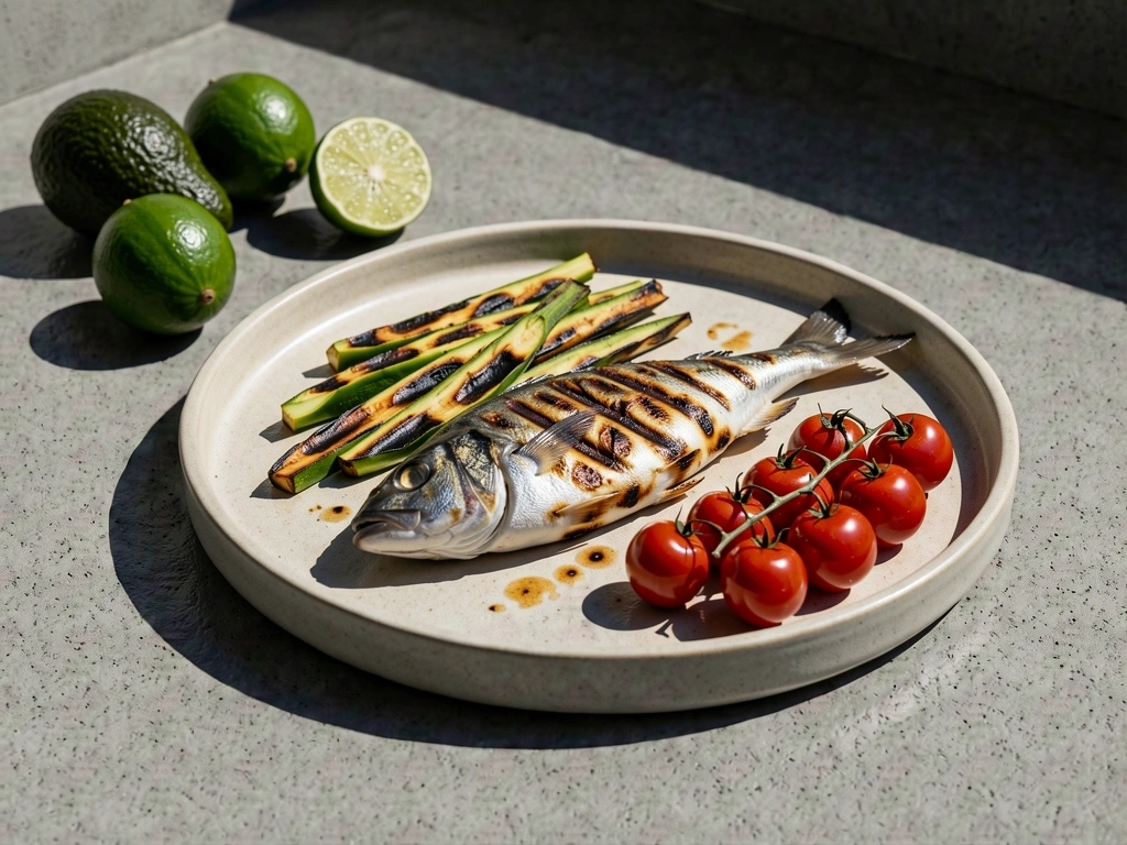 Plato balanceado de proteína y vegetales